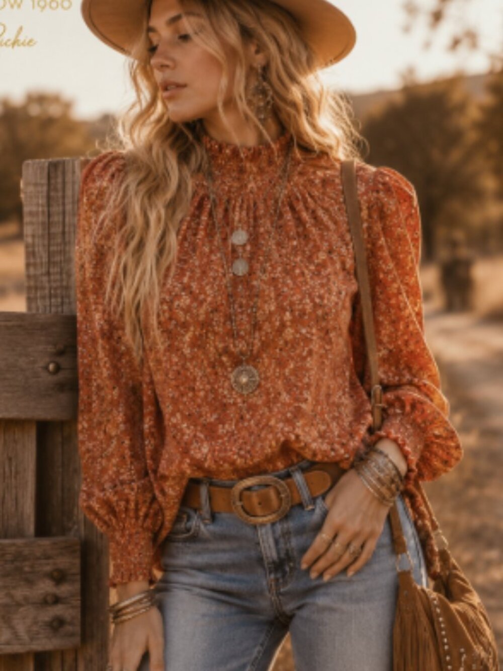 NEW House of Harlow 1960 by Nicole Richie  Patterned Long Sleeve Blouse - Picture 4 of 4